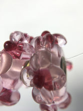 AKELA- European Lampwork Glass HAWAIIAN PINK FLOWERS Large Hole Bead