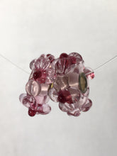 AKELA- European Lampwork Glass HAWAIIAN PINK FLOWERS Large Hole Bead