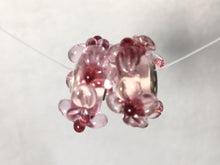 AKELA- European Lampwork Glass HAWAIIAN PINK FLOWERS Large Hole Bead