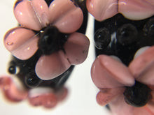 ALAMEA - European Lampwork Glass HAWAIIAN PINK FLOWERS Large Hole Bead