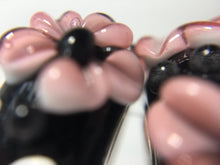 ALAMEA - European Lampwork Glass HAWAIIAN PINK FLOWERS Large Hole Bead