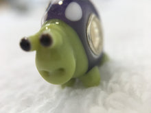 SNAIL - European Lampwork Glass SNAIL/SLUG Bead, Green & Purple