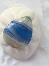 NYLAH - Blue, GREY & White Striped Onyx Agate Teardrop Pendant