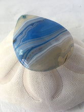 NYLAH - Blue, GREY & White Striped Onyx Agate Teardrop Pendant