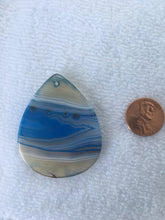 NYLAH - Blue, GREY & White Striped Onyx Agate Teardrop Pendant