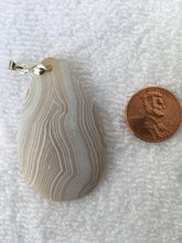 SAGE - Beautiful White Striped Teardrop Agate Pendant