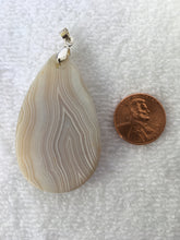 SAGE - Beautiful White Striped Teardrop Agate Pendant
