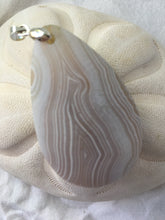 SAGE - Beautiful White Striped Teardrop Agate Pendant