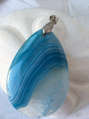 SERENA - Blue & Grey Onyx Agate Teardrop Pendant