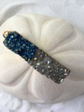 STEPHANIE- Gold Plated Titanium Silver & Blue Rectangle Druzy Pendant
