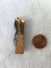 STEPHANIE- Gold Plated Titanium Silver & Blue Rectangle Druzy Pendant
