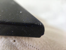 TRINITY- Speckled Black Onyx Triangle Agate, Gold Acent Pendant, Onyx Gem