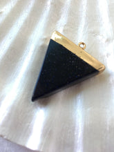 TRINITY- Speckled Black Onyx Triangle Agate, Gold Acent Pendant, Onyx Gem