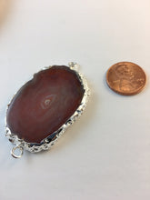 VANESSA -Silver Plated Red Onyx Agate Druzy Slice Connector Double Bails