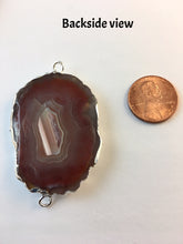 VANESSA -Silver Plated Red Onyx Agate Druzy Slice Connector Double Bails