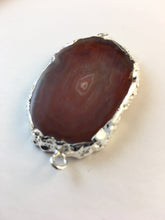 VANESSA -Silver Plated Red Onyx Agate Druzy Slice Connector Double Bails