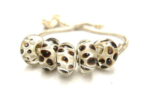 1 Lampwork Glass Snake Skin European Style Bead